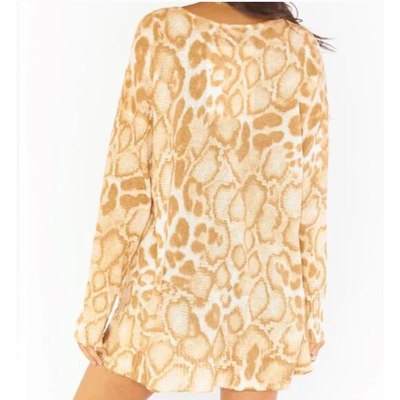 Show Me Your Mumu Womens XS White Cliffside Sandy Knit Cheetah Sweater Top - Picture 2 of 7